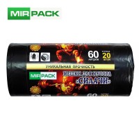 Мешки для мусора Mirpack Силачи, ПВД, 60х80см, 25мкм, 60л, 20шт/рул