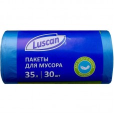 Мешки для мусора Luscan, ПНД, 48х58см, 8мкм, 35л, 20шт/рул, синие
