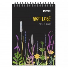 Блокнот Attache Nature Black flowers, А5, 60л, клетка