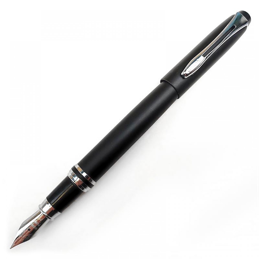 Ручка подарочная перьевая Luxor Trident в футляре, корпус чёрный/хром