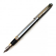 Ручка подарочная перьевая Luxor Trident в футляре, корпус хром/золотой
