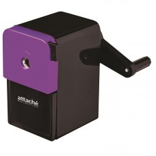 Точилка пластиковая механическая Attache Selection, 1отв, с контейнером, чёрная/фиолетовая