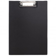 Папка-планшет с зажимом и крышкой Deli, A4, ПВХ, карман, чёрная