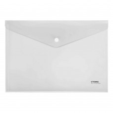 Папка-конверт на кнопке СТАММ, A4, 180мкм, прозрачная