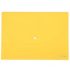 Папка-конверт на кнопке Deli, A4, 180мкм, жёлтая
