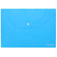 Папка-конверт на кнопке Deli, A4, 180мкм, голубая, с рисунком