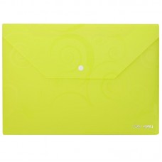 Папка-конверт на кнопке Deli, A4, 180мкм, салатовая, с рисунком