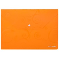Папка-конверт на кнопке Deli, A4, 180мкм, оранжевая, с рисунком