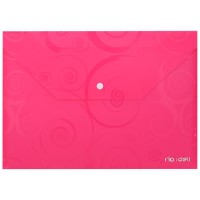 Папка-конверт на кнопке Deli, A4, 180мкм, розовая, с рисунком