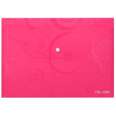 Папка-конверт на кнопке Deli, A4, 180мкм, розовая, с рисунком