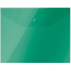 Папка-конверт на кнопке OfficeSpace, А5, 150мкм, полупрозрачная, зелёная