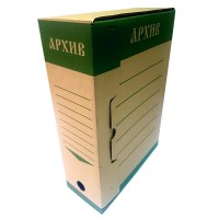 Короб архивный из гофрокартона, 100мм, ЕСО, зелёная печать