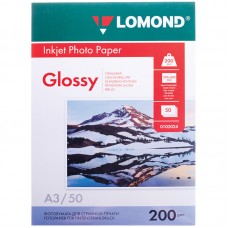 Фотобумага для струйных принтеров LOMOND, А3, 200г/м2, 50л, глянцевая, односторонняя