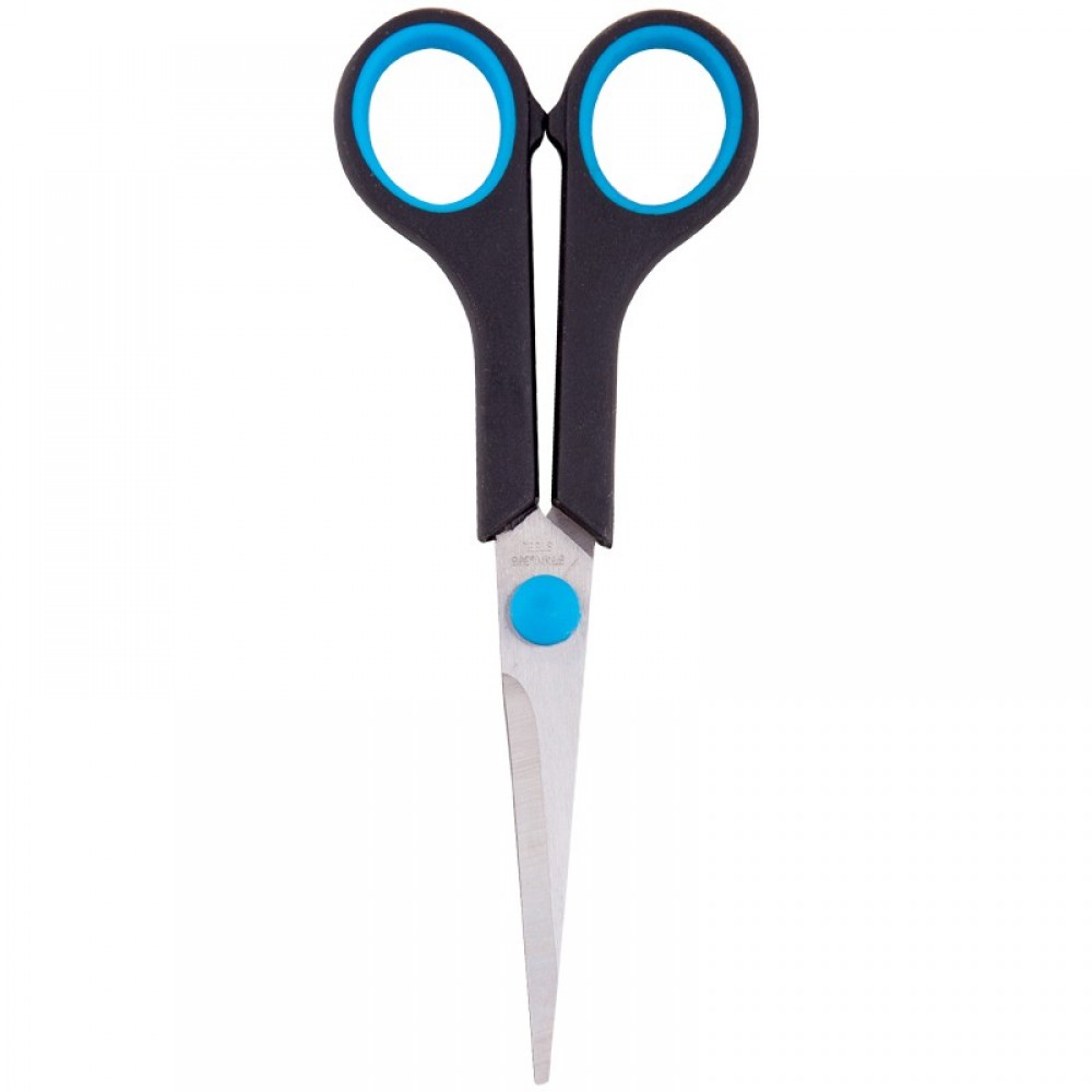 Ножницы OfficeSpace, 16см, симметричные ручки, чёрные/синие