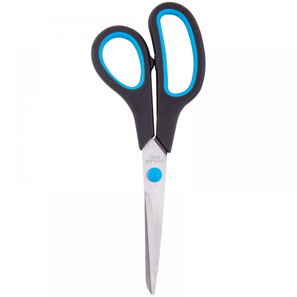 Ножницы OfficeSpace, 19см, эргономичные ручки, чёрные/синие