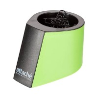 Скрепочница магнитная Attache Selection, пластик, с 50 скрепками, чёрная/зелёная