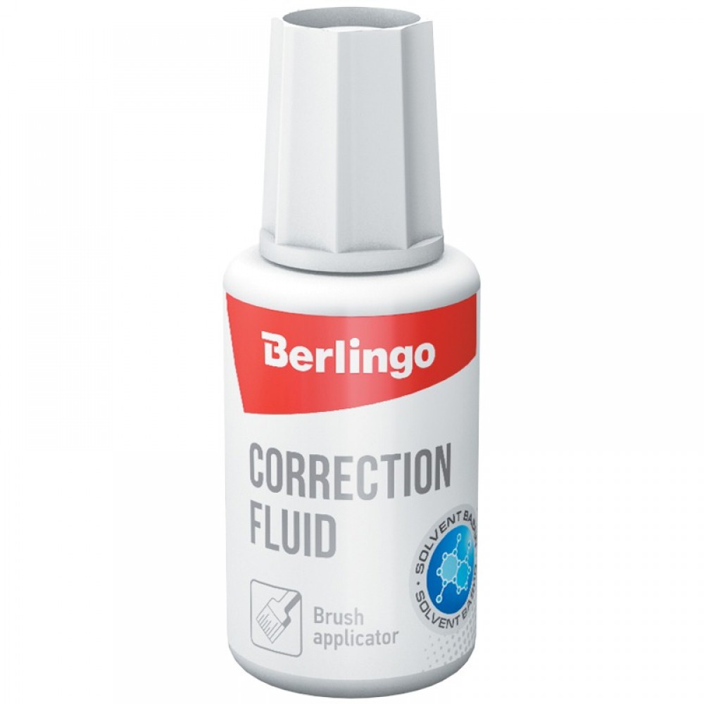 Корректирующая жидкость Berlingo, на химической основе, кисточка, 20мл