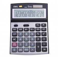 Калькулятор настольный Deli, 14-разрядный, чёрный/серебристый