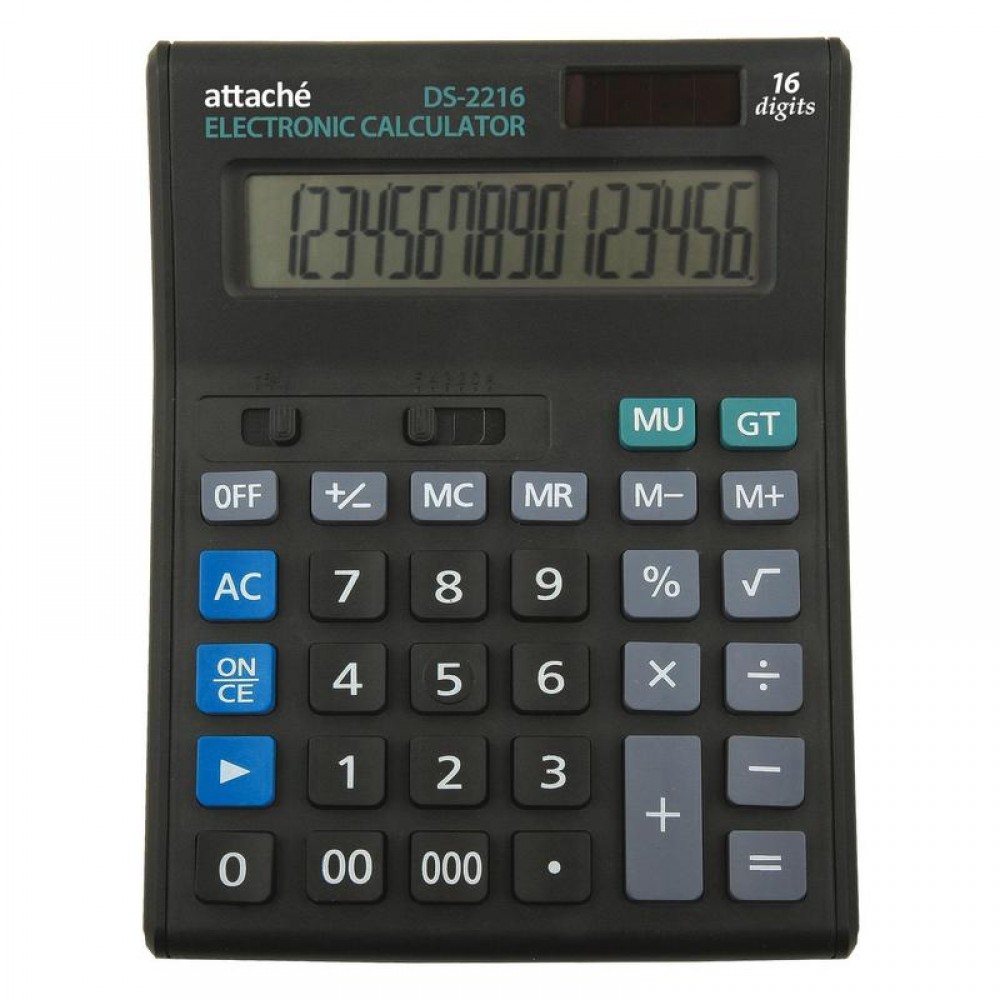 Калькулятор настольный Attache Economy, 16-разрядный, чёрный