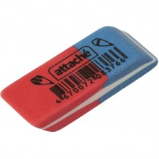 Ластик Attache, скошенный, комбинированный, термопластичный каучук, 42*14*8мм, красный/синий