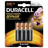 Батарейка Duracell, AAA, LR03/MN2400 1,5V, 4шт/уп