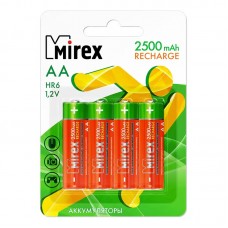 Аккумулятор Mirex HR6/AA Ni-MH, 1,2V, 2500mAh, 4шт/уп, цена за 1шт