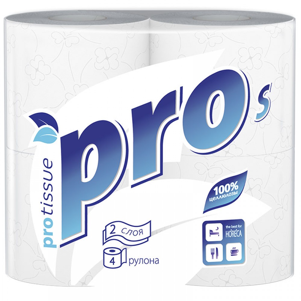 Бумага туалетная двухслойная с тиснением Protissue Premium, 1х4рул, 23м, упак.