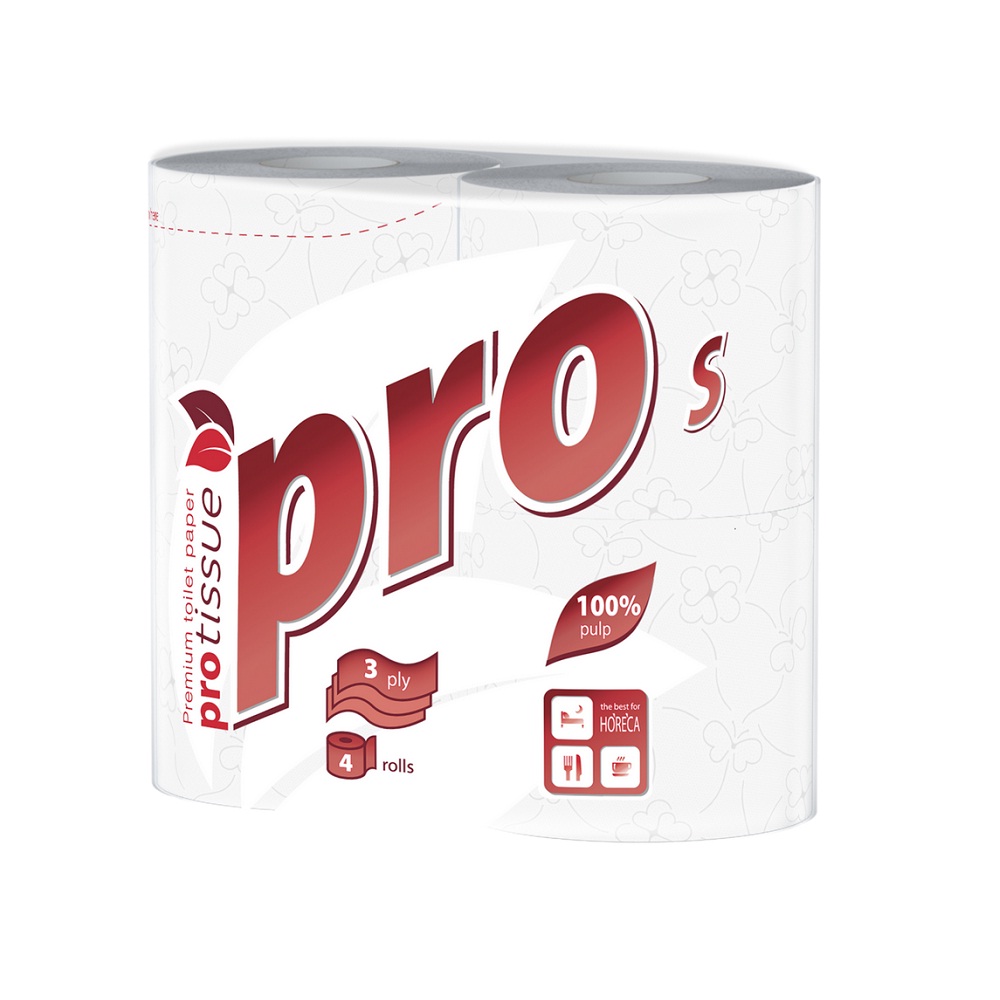 Бумага туалетная трехслойная с тиснением Protissue Premium, 1х4рул, 18м, упак.
