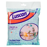 Салфетки для уборки Luscan, микрофибра, 3шт, ассорти