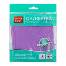 Салфетка для стекол и зеркал OfficeClean, микрофибра, 1шт, фиолетовая