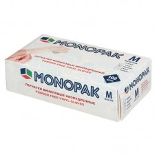Перчатки виниловые неопудренные Monopak, M, 100шт/уп, бесцветные