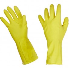 Перчатки резиновые латексные PACLAN Professional, M, хлопковое напыление, жёлтые