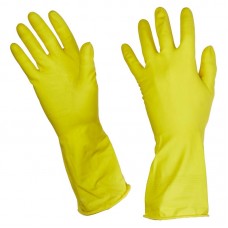 Перчатки резиновые латексные Luscan, M, хлопковое напыление, жёлтые