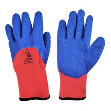 Перчатки с махровой подкладкой из полиэстера, с латексным покрытием, 10 класс, синие/красные