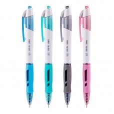 Ручка шариковая автоматическая Deli Arris, линия 0,5мм, грип, синяя, корпус ассорти