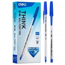 Ручка шариковая Deli Think, линия 0,7мм, синяя